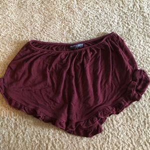 Brandy Melville Maroon Ruffle Shorts